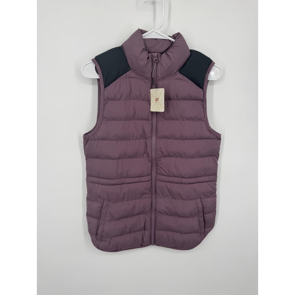NWT Fabletics Essential Puffer Vest Women's XS Purple Full Zip 100% Polyester